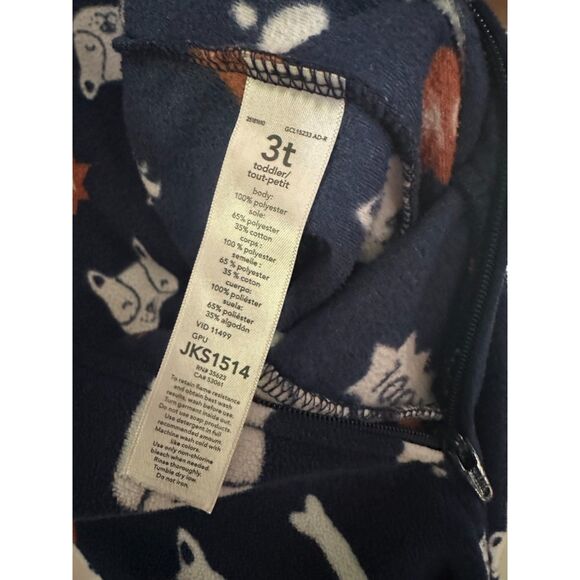 Carter’s Kids One Piece Navy Fleece Pajamas with Dogs Size 3T - Picture 9 of 12